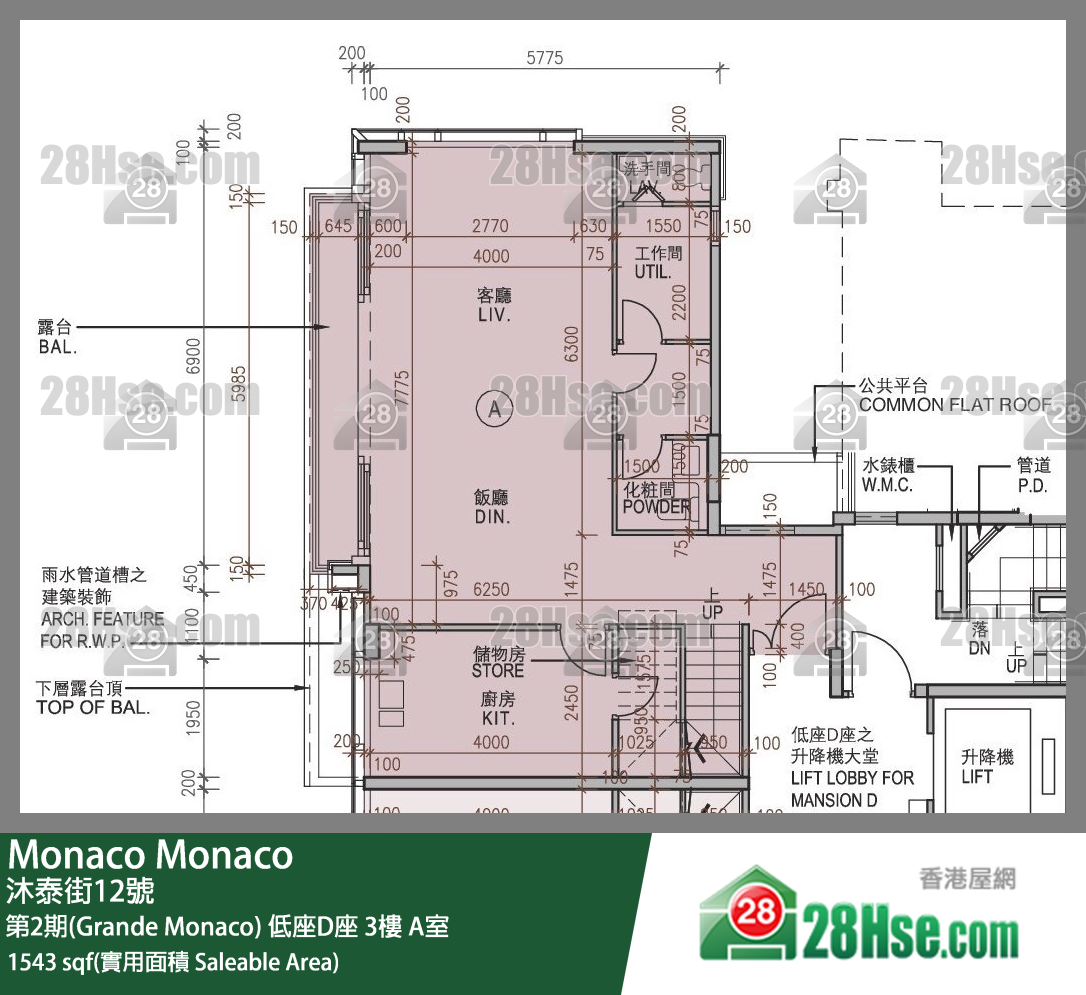 Monaco, Flat A, 3/F, Mansion D FloorPlan